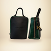 Kura Bag - Black and Green Croc Embossed Leather