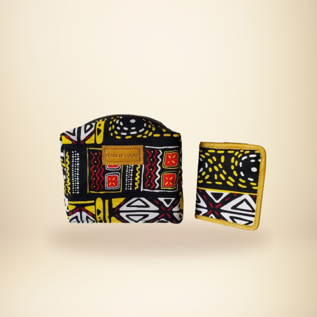 Toiletry/Makeup Bag and Matching Passport Holder - Soweto