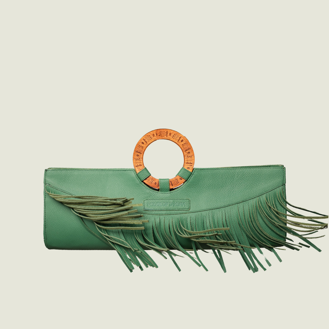 Manaka Statement Clutch – Shamrock Green | Luxury Leather Bag by