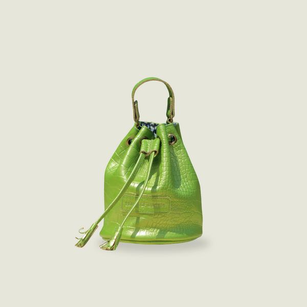 Kadiki Bag – Green Croc Metallic | Luxury Mini Leather Bag by