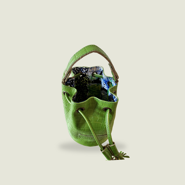 Kadiki Bag – Green Croc Metallic | Luxury Mini Leather Bag by