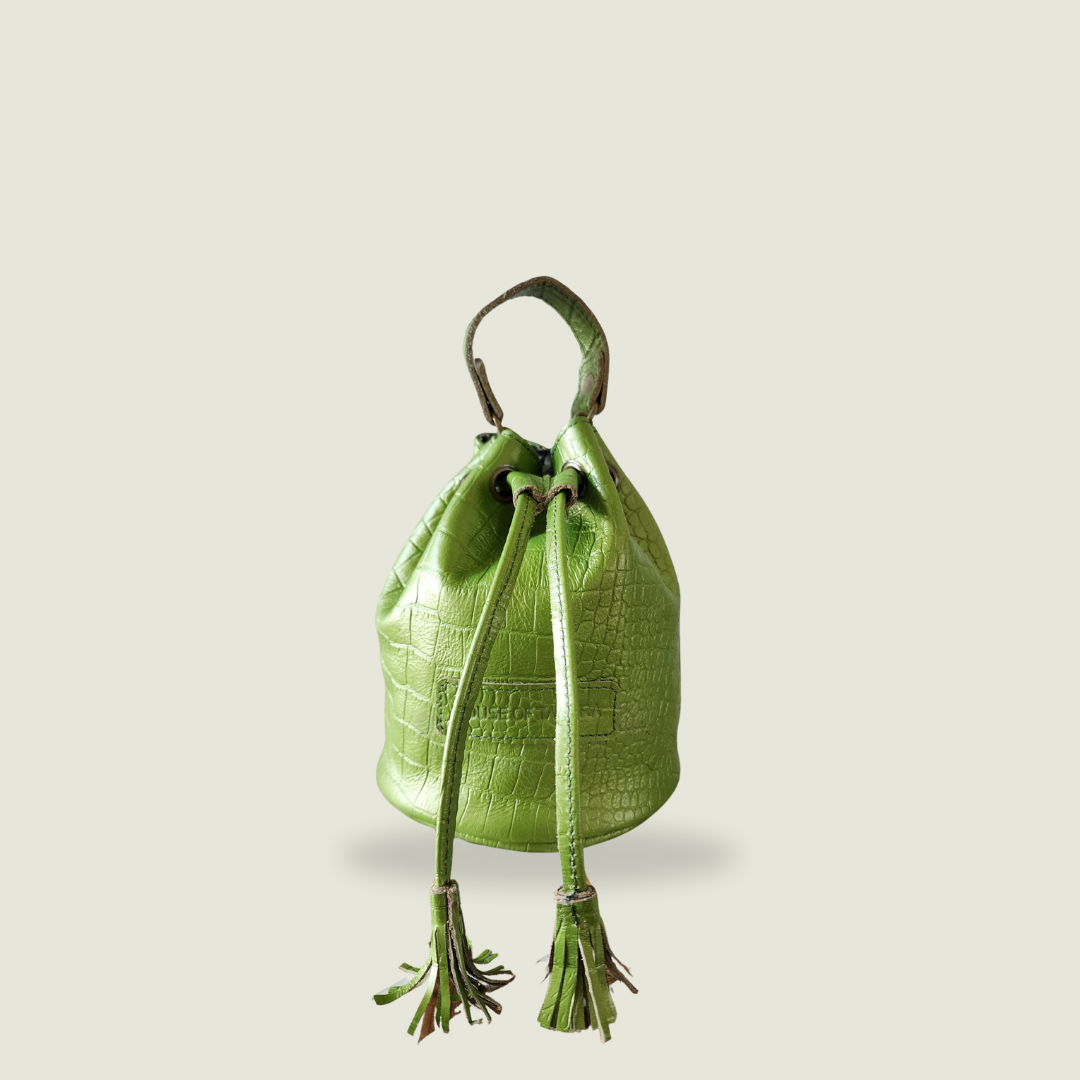 Kadiki Bag – Green Croc Metallic | Luxury Mini Leather Bag by