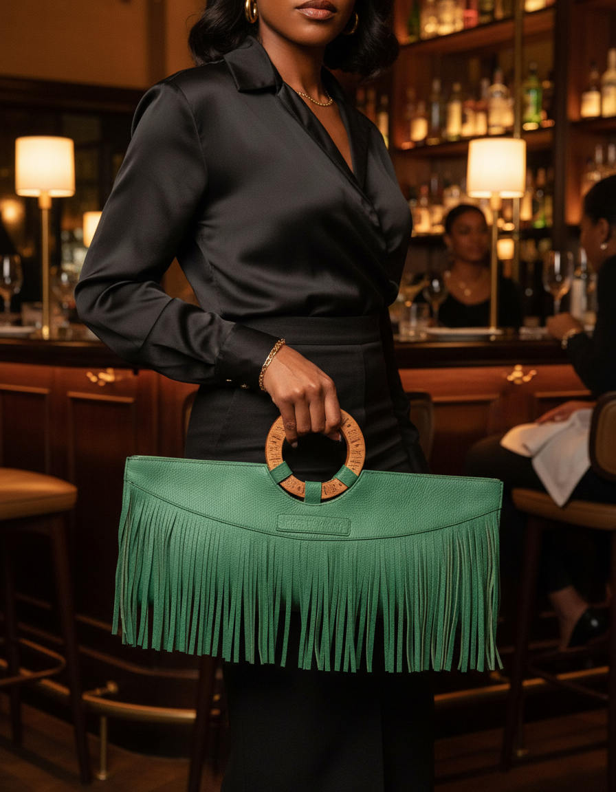 Manaka Statement Clutch – Shamrock Green | Luxury Leather Bag by