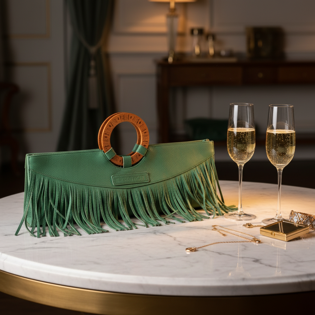 Manaka Statement Clutch – Shamrock Green | Luxury Leather Bag by