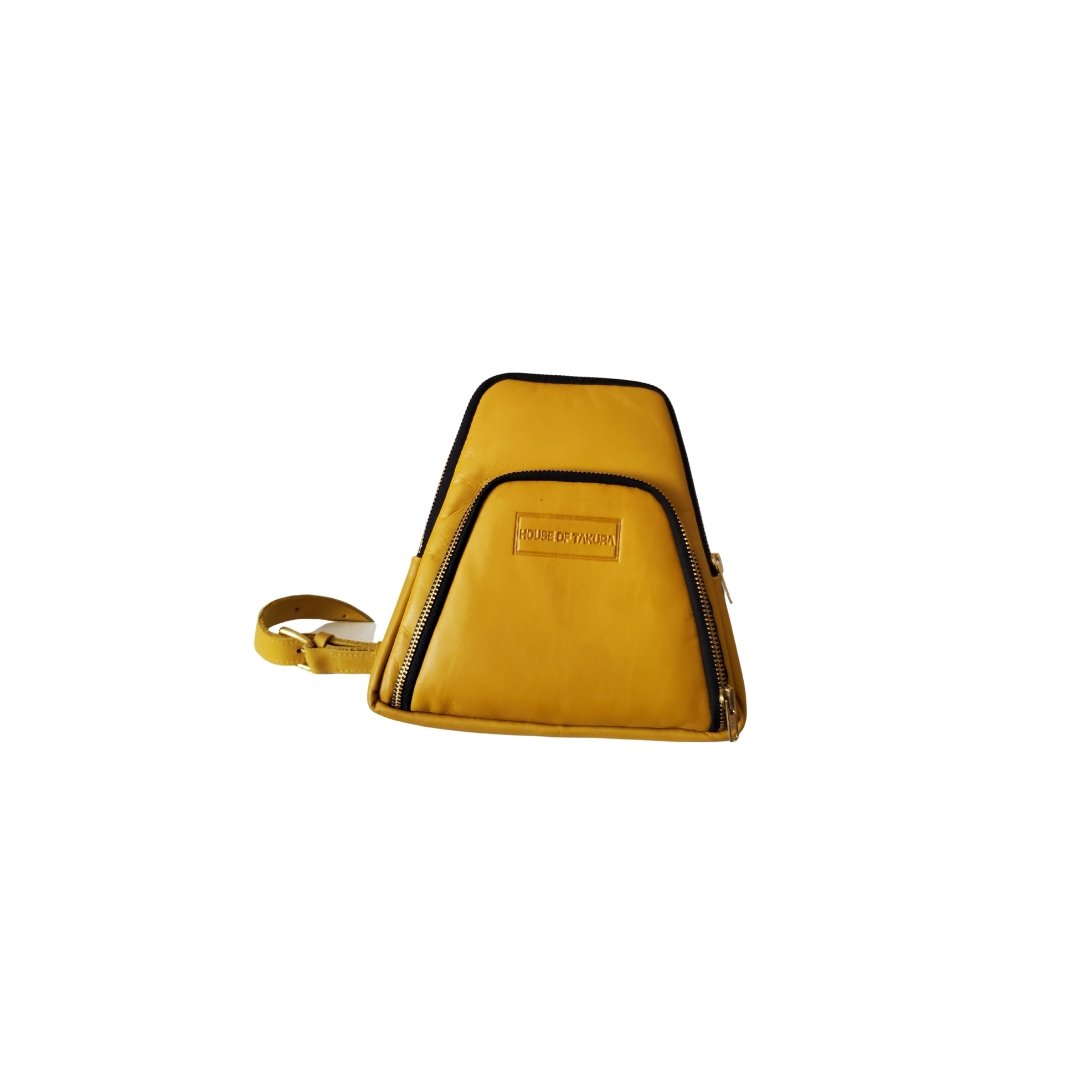 Alpha Waist Chest Bag All Leather Exterior Yellow House Of Takura